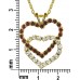 Gold Plated Clear & Ruby Crystal Dbl Heart Necklace Ndhrc Rb102867